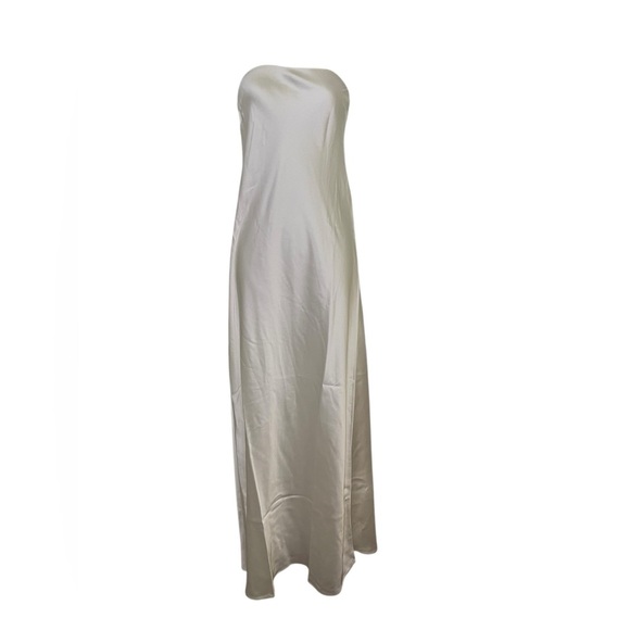 WeWoreWhat White Strapless Satin Midi Dress w/ Flower Necktie Size 14 NWT - Picture 3 of 8